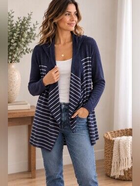 Fenn Wright Manson | 100% Extrafine Merino Wool Hooded Cardigan, Ptp 20"